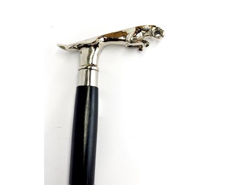 A Jaguar mascot style walking stick, L. 90cm.