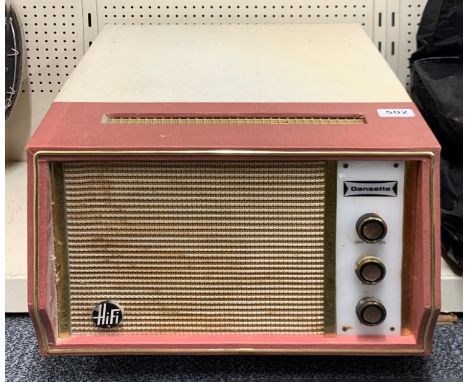 A vintage Dansette portable record player with Garrard deck.