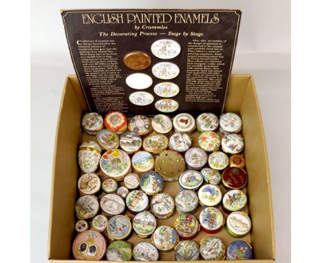 An extensive collection of enamelled pill boxes. Mainly Crummles.