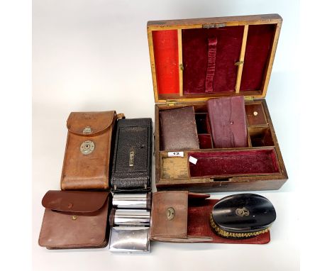 A quantity of gentleman's and other interesting items, including a dressing table case including a portrait miniature, dressi