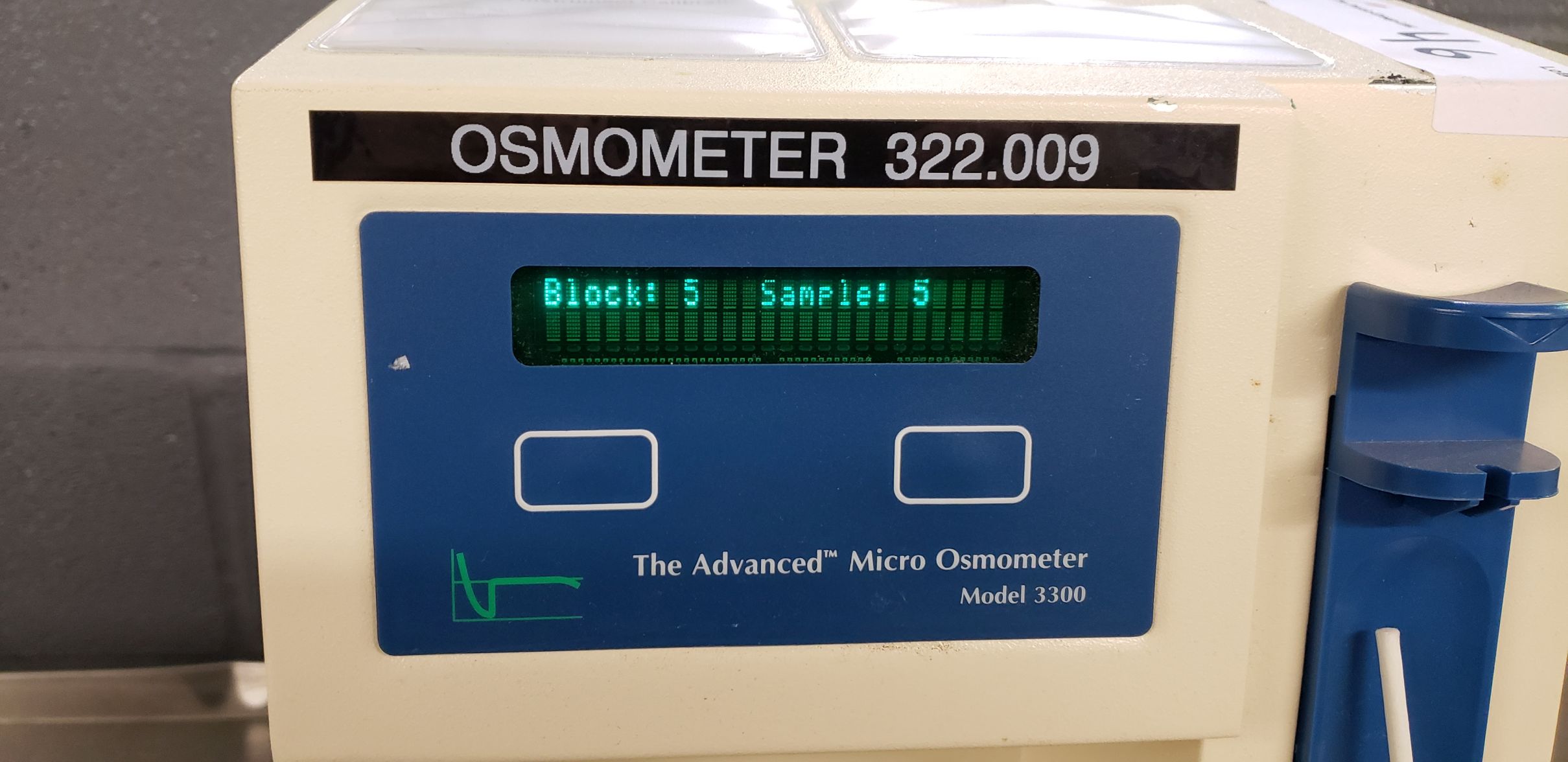 The Advanced Micro Osmometer, Model 3300, serial 01030284P. User's