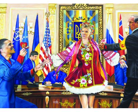 O Yemi, "UKRAINE: The Unfortunate Bride", unframed oil on canvas, 76 x 102cm, c. 2015. Wherever crimes against humanity have 