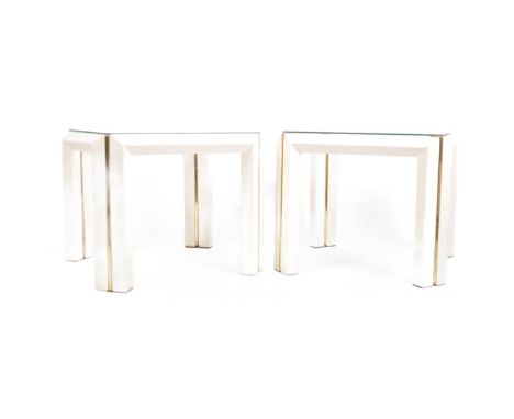 Manner of&nbsp;Pierre Cardin - A matching pair of retro vintage 20th Century 1980s French designer side / lamp tables / occas