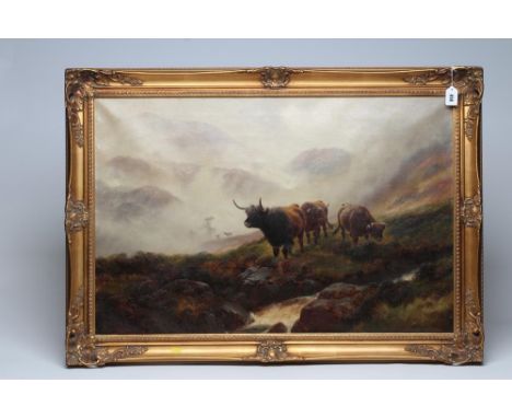R. H. HALL (act.1875-c.1902), "Morning Mists Ben Lomond", oil on canvas, signed, inscribed to reverse, 24" x 36", gilt frame 
