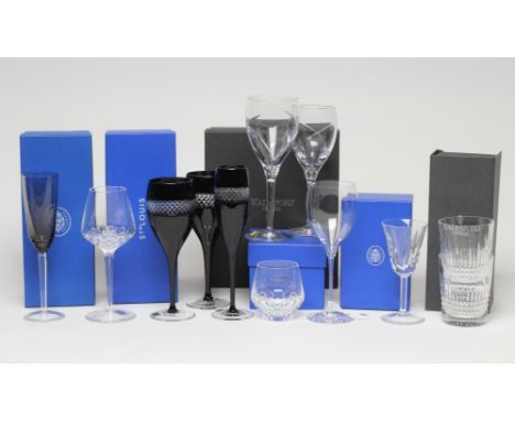 A COLLECTION OF ST. LOUIS GLASS TABLEWARE including a matching tumbler and red wine, a "Cerdagne" small wine, and an Oxymore 