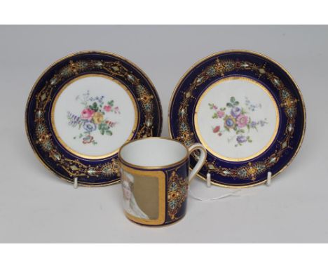 A FRENCH PORCELAIN CAN AND SAUCER, mid to late 19th century, the can painted with a head and shoulders portrait of "Mme. Daup