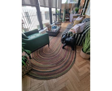 Capel Rugs Custom Area Rug American Legacy handcrafted wool mix oval shade extra large braided rug spruce green / natural mul