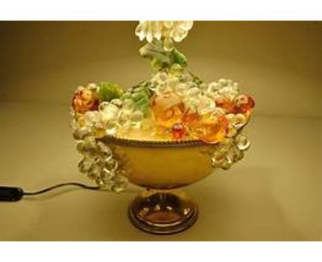 Brass Table Lamp with Glass Fruit Decoration, Mid-20th Century 63cm tall&nbsp; (Apt 1)