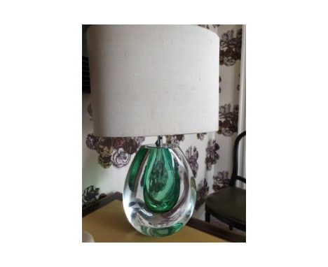 Heathfield And Co Mia Table Lamp Mouth-Blown Glass Features An Intense Drop Of Colour And A Satin Shade 50cm Tall