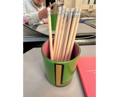 Bridie Hall Alphabet Brush Pot&nbsp;Bring colour and fun to your workspace or vanity desk with renowned artist Bridie Hallâ€™