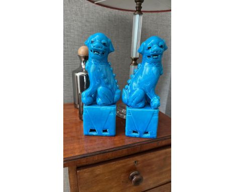A Pair of Nine Schools Turquoise Foo Dogs figurines/ Ornaments (Apt 1)