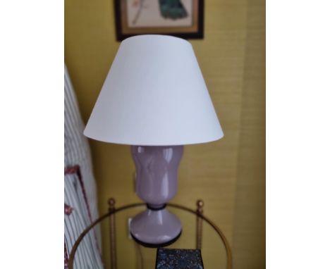 A pair of Vaughan Menerbes Table Lamp glazed ceramic &nbsp;Based on an antique Victorian lamp, the bronzed brass beaded detai