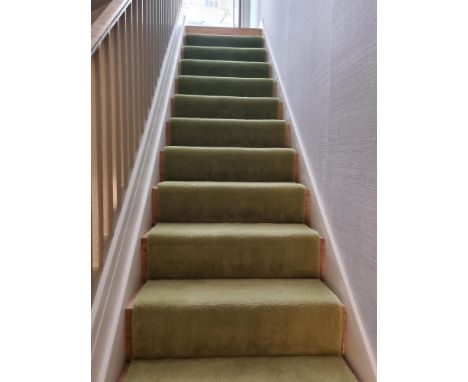 Custom design smooth amber stair and landing carpet 100% New Zealand woolÂ&nbsp;amberÂ&nbsp; colour 22 stair treads each mesu