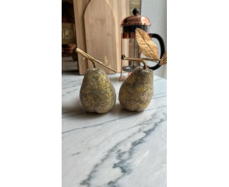 A pair Gold Plastic Beaded Pears (Apt 10) 