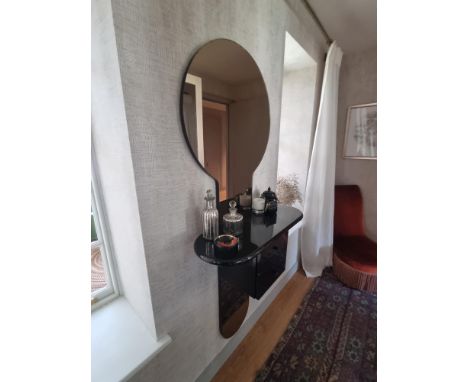 Vintage Italian wall mounted console with bronzed mirror 1970s designer piece&nbsp; 80 x 31 x 127cm (Apt 1)