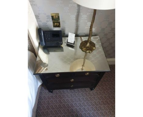 A Pair Four Drawer Mirrored Top Commode Chests Raised By Four Block Feet With A Square Carved Motif And Scrolled Movement Abo