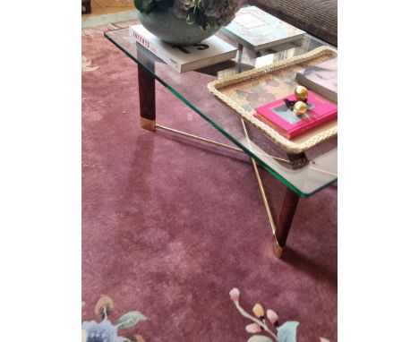 Walnut Brass and Temperered Glass Bespoke Furniture Coffee Table 100 x 70 x 40cm&nbsp; (Apt 1)