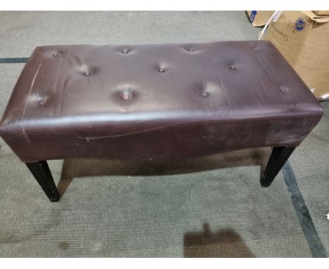 Tufted Leather Bench With Scrolled Apron 100 x 46 x 47cm 