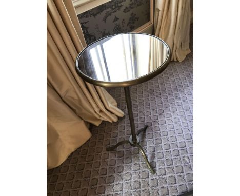A Gueridon Bronzed Tripod Leg With Mirrored Plate Top 32 x 76cm