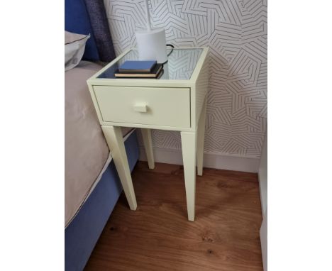 A pair of Julian Chichester Holly Bedside Tables Part of the Colourist Collection, this pretty petite bedside has a decorativ