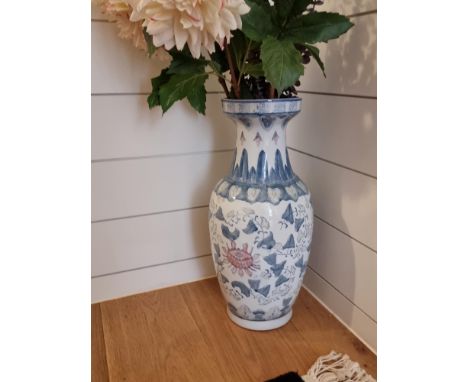 Vintage oriental floor vase hand painted and glazed porcelain 48cm tall (Apt 10)