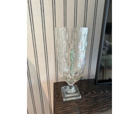 A pair of 42cm Crystal Hurricane vases&nbsp; (Apt 16)