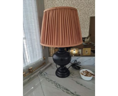 A pair of Venus&nbsp;baluster form table lamps in wood This lamp will fit B22 bayonet lightbulbs - push bar switch complete w