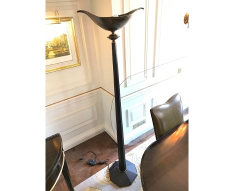 Heathfield And Co Torchiere Floor Lamp Black Column With Bowl Effect Metal Uplighter 173cm