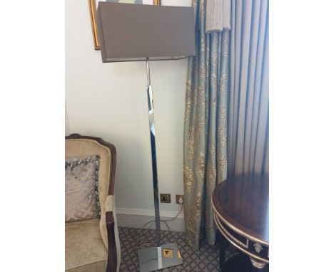 Heathfield And Co Dakota Contemporary Floor Lamp Chrome Complete With Shade 158cm