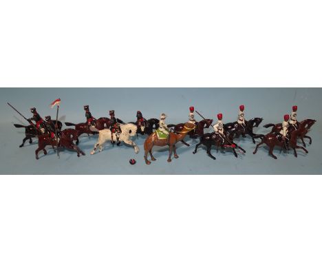 Britains Indian Army Set 66, 13th Duke of Connaught's Own Lancers, five mounted, (two arms missing, one head detached); Set 1
