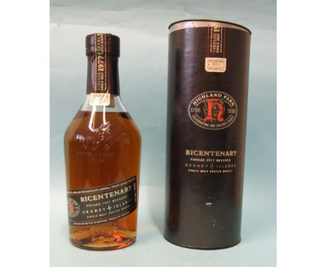 Highland Park 1977 Bicentenary single malt Scotch whisky, 700ml, 40% vol, in cardboard sleeve. 