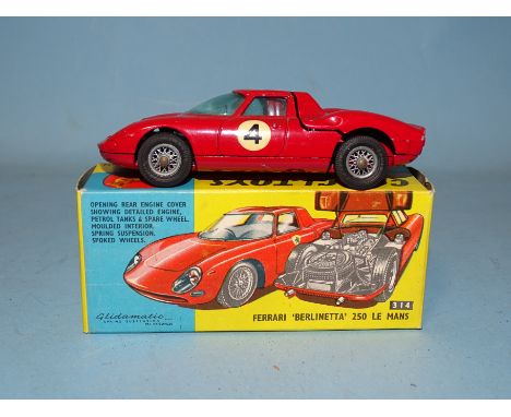 Corgi Toys, 314 Ferrari 'Berlinetta' 250 Le Mans, red body, yellow stripe, No.'4', (boxed). 