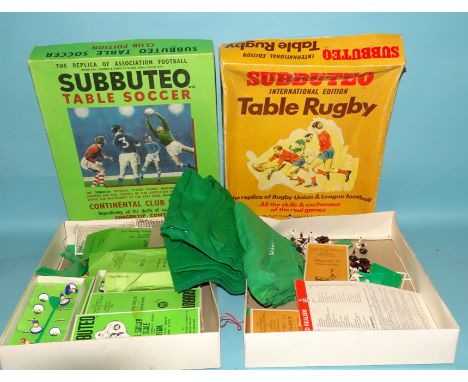 Subbuteo Table Soccer, Club Edition and Table Rugby International Edition, (both boxed), (2).