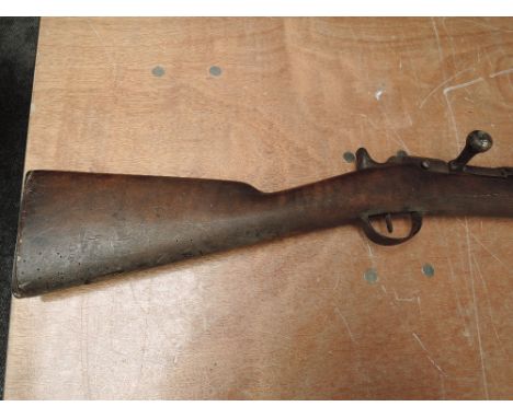A French Chassepot MLE 1866 Rifle needle fire bolt action with ladder folding rear sights marked on side of breech Imperiale 