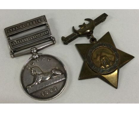 A pair of Egyptian war medals awarded to R Lintern HMS Temeraire. Est. £30 - £50.