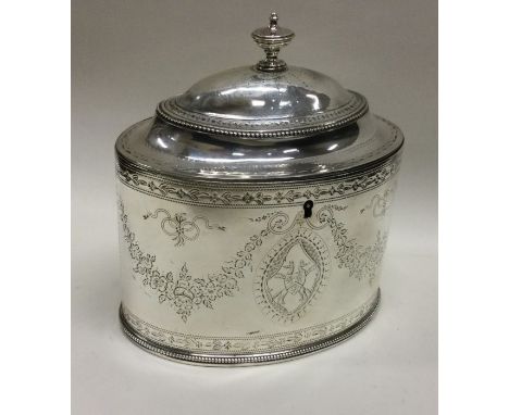 HESTER BATEMAN: An 18th Century bright cut engraved tea caddy. London 1787. Approx. 287 grams. Est. £2000 - £3000.