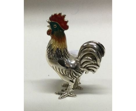 An Italian silver and enamel figure of a cockerel. Approx. 19 grams. Est. £60 - £80.