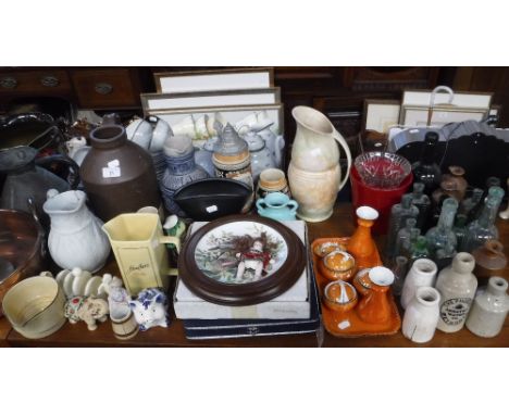 A COLLECTION OF VINTAGE BOTTLES, decorative ceramics and sundries