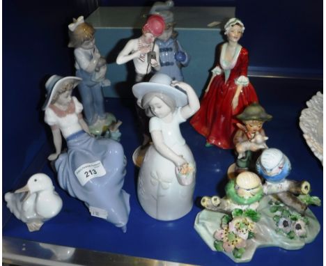 A QUANTITY OF CERAMIC FIGURES including Royal Doulton and Lladro