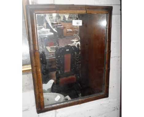 A GEORGE II WALNUT 'CUSHION' MIRROR FRAME of small proportions, 14'' X 17.5'' 