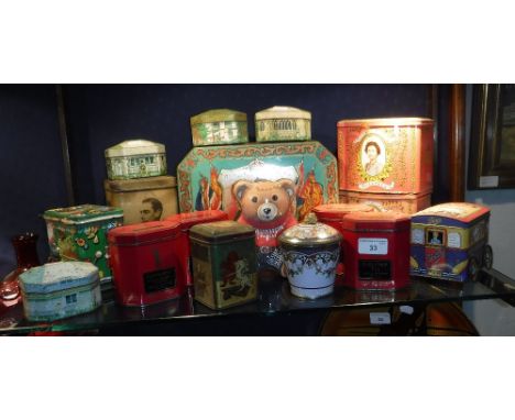A 1935 GEORGE VI JUBILEE TIN and a collection of vintage tins