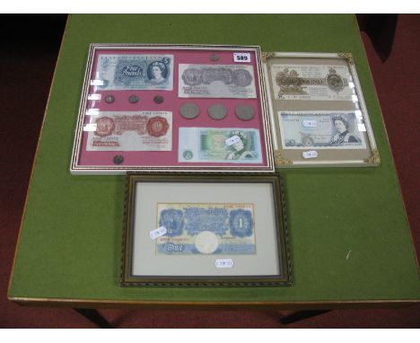 A Norman Fenwick Warren Fisher One Pound Note, number R/7 155628. A Kenneth Oswald Peppiatt mauve ten shillings note, number 