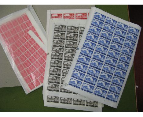 Sheets and Part Sheets of 1968 Bradbury Wilkinson Castles, to shilling six pence plate 10, five shillings plate 5, ten shilli