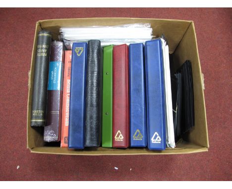 A Box of Seven Unused Stamp Albums, a Stanley Gibbon twenty four page stock book still sealed. A range of album refills and s