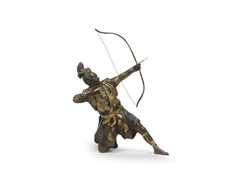SHOSEIA Gilt-Bronze Figure of an Archer Meiji era (1868-1912), late 19th/early 20th centuryThe warrior, possibly Minamoto no 
