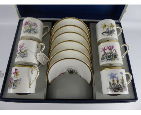 Royal Worcester Fine Bone China 'Botanical' Coffee Set,, comprising six cups and saucers, in the original presentation box.