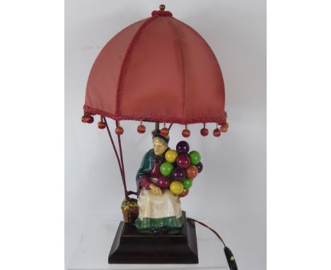 A Royal Doulton 'Balloon Lady' Figurine Lamp Base, converted for electricity, approx 45 cms