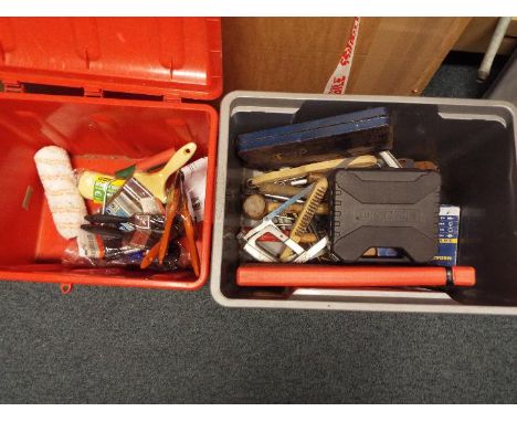 A mixed lot of tools contained in two boxes. [2]
