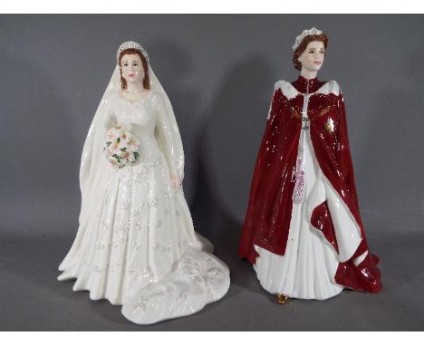 Royal Worcester - Two Royal Worcester figurines depicting Queen Elizabeth II comprising the Queen's 80th Birthday figurine an