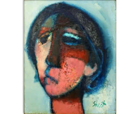Serge Shart, French (1927-2011) Oil on Canvas, Portrait. Signed lower right. Signed and dated August 1968 to verso. Good cond